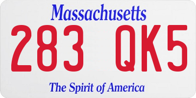MA license plate 283QK5