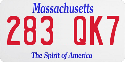 MA license plate 283QK7
