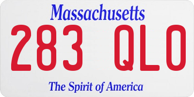MA license plate 283QL0