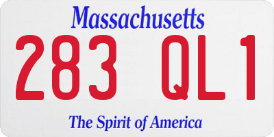 MA license plate 283QL1