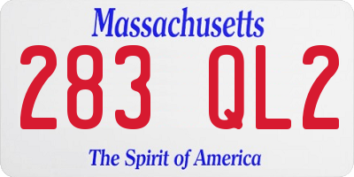 MA license plate 283QL2
