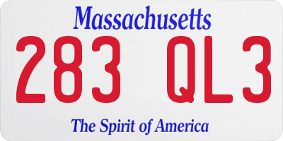 MA license plate 283QL3