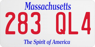 MA license plate 283QL4