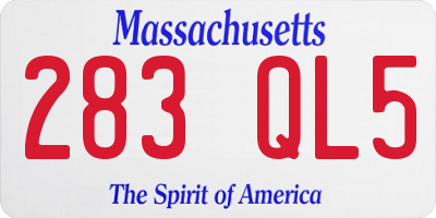 MA license plate 283QL5