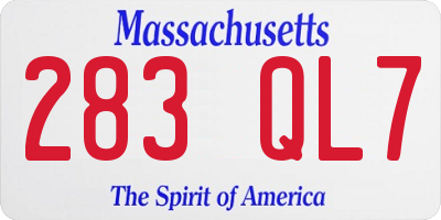 MA license plate 283QL7