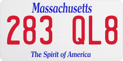 MA license plate 283QL8