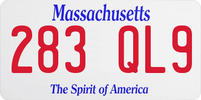 MA license plate 283QL9