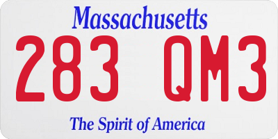 MA license plate 283QM3