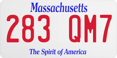 MA license plate 283QM7