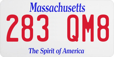 MA license plate 283QM8