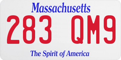 MA license plate 283QM9