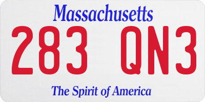 MA license plate 283QN3