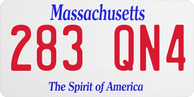 MA license plate 283QN4