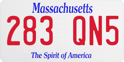 MA license plate 283QN5