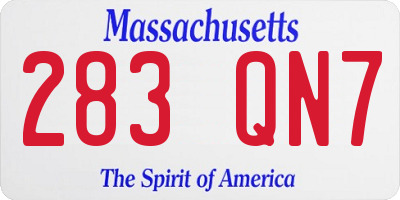 MA license plate 283QN7