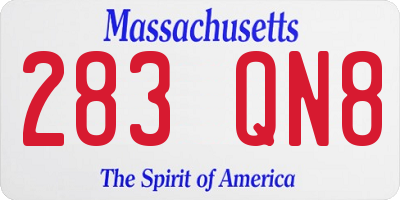 MA license plate 283QN8