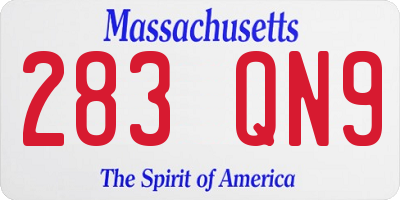 MA license plate 283QN9