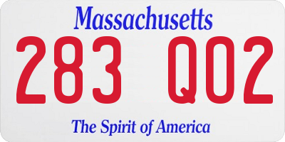 MA license plate 283QO2
