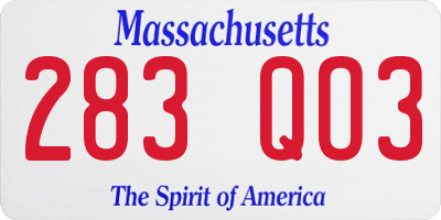 MA license plate 283QO3