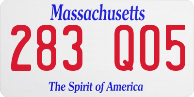 MA license plate 283QO5