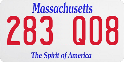 MA license plate 283QO8