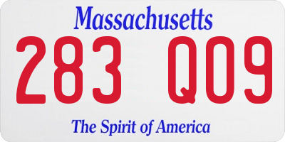 MA license plate 283QO9