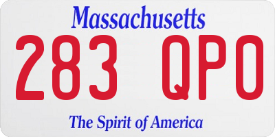 MA license plate 283QP0
