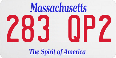 MA license plate 283QP2