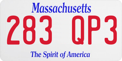 MA license plate 283QP3