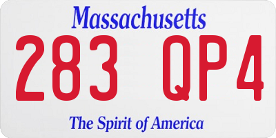 MA license plate 283QP4