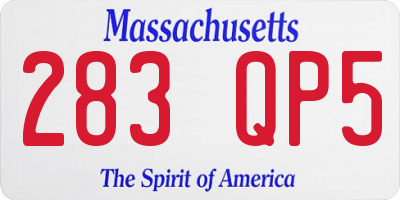 MA license plate 283QP5