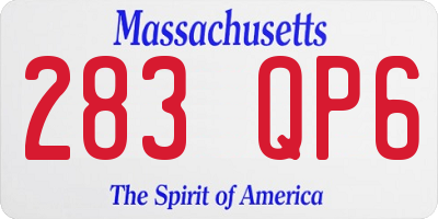MA license plate 283QP6