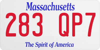 MA license plate 283QP7