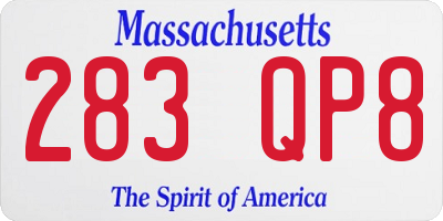 MA license plate 283QP8