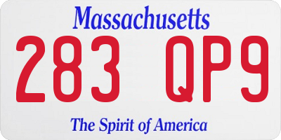 MA license plate 283QP9