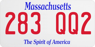 MA license plate 283QQ2