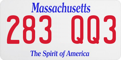 MA license plate 283QQ3
