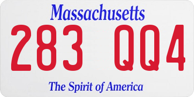 MA license plate 283QQ4