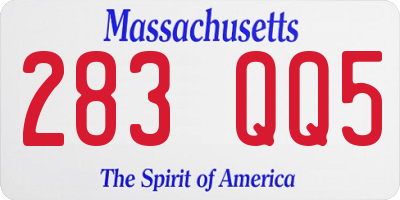 MA license plate 283QQ5