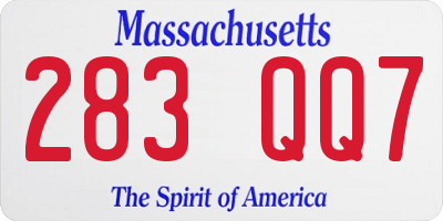 MA license plate 283QQ7