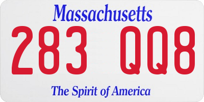 MA license plate 283QQ8