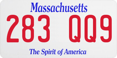 MA license plate 283QQ9