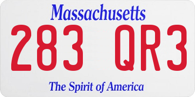 MA license plate 283QR3