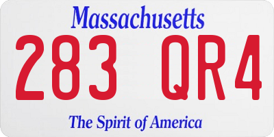 MA license plate 283QR4