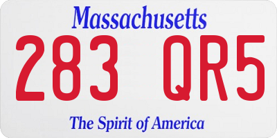MA license plate 283QR5