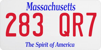 MA license plate 283QR7