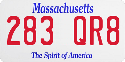 MA license plate 283QR8