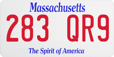 MA license plate 283QR9