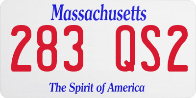 MA license plate 283QS2
