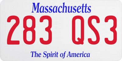 MA license plate 283QS3